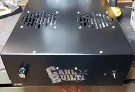 A black box with the words " carl built " on it.