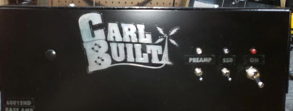 A black box with the name " carl built ".