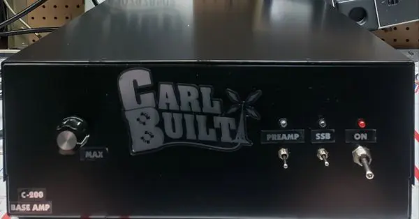 A black box with the words carl built on it.