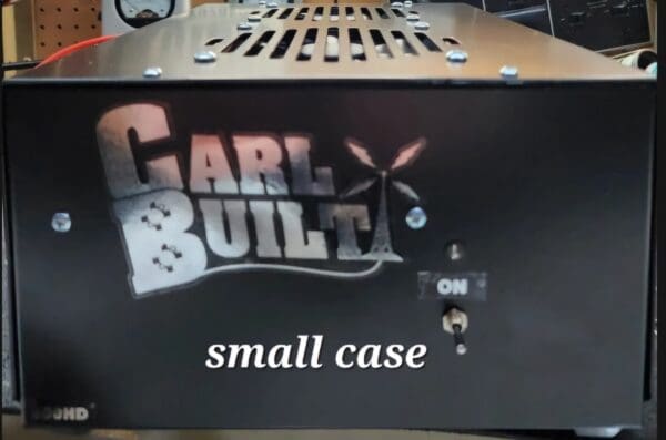 A small case with the words " carl built " on it.